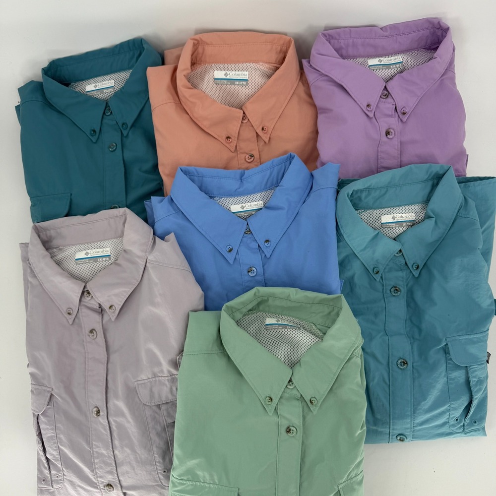 Columbia PFG Bahama II Long Sleeve Fishing Shirt Bundle 7 Pack Womens XXL Multi